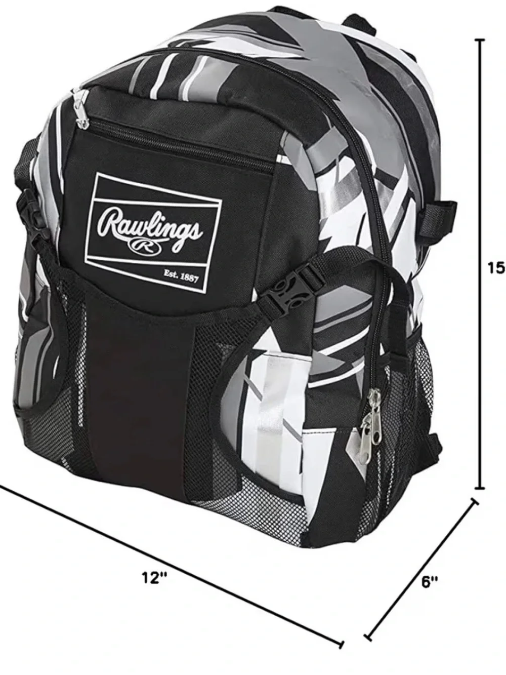 Rawlings Black & Gray Patterned Softball bag Youth